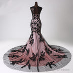 Top Black Lace Mermaid Prom Evening Gowns Sleeveless