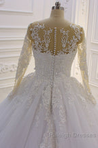 Trendy Sweetheart Long Sleevess Ivory Ball Gown Wedding Dresses