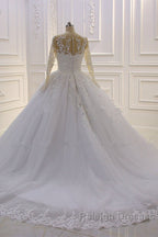 Trendy Sweetheart Long Sleevess Ivory Ball Gown Wedding Dresses