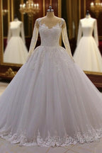 Trendy Sweetheart Long Sleevess Ivory Ball Gown Wedding Dress