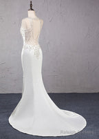 Trumpet/Mermaid Beading Satin Wedding Dress
