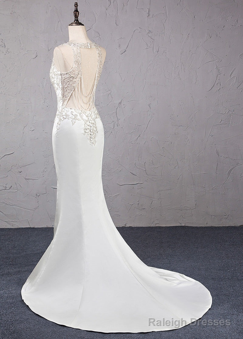 Trumpet/Mermaid Beading Satin Wedding Dress