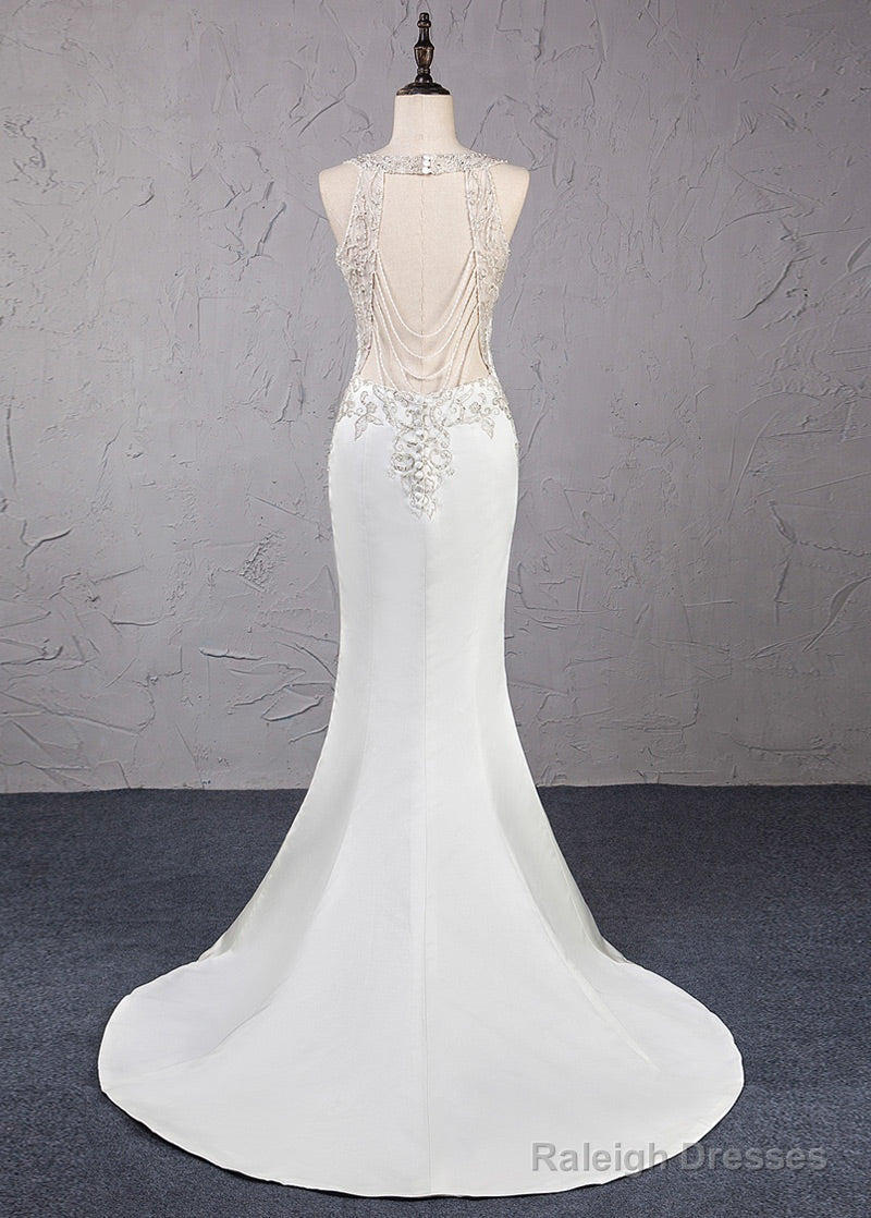 Trumpet/Mermaid Beading Satin Wedding Dresses