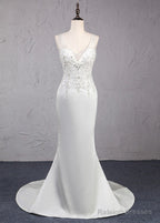 Trumpet/Mermaid Beading Satin Wedding Dress