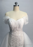Trumpet/Mermaid Lace Off-The-Shoulder Tulle Wedding Dress