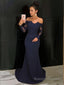 Trumpet/Mermaid Off-the-Shoulder Court Train Stretch Crepe Evening Dresses With Lace