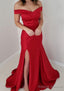 Trumpet/Mermaid Off-the-Shoulder Sleeveless Satin Long Dress Floor Length Prom Dress