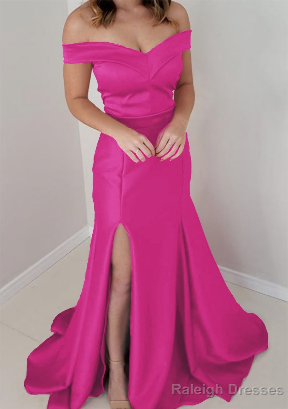 Trumpet/Mermaid Off-the-Shoulder Sleeveless Satin Long/Floor-Length Prom Dresses