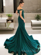 Trumpet/Mermaid Off-the-Shoulder Sweep Train Sequins Prom Dresses With Ruffles