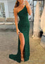 Trumpet/Mermaid One Shoulder Sleeveless Sparkling Allover Sequined Prom Dress With Split