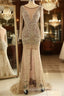 Trumpet Mermaid Scoop Champagne Tulle Beading Luxury Prom Dresses