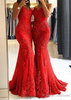Trumpet/Mermaid Sweetheart Sleeveless Long Dress Floor Length Tulle Prom Dress With Appliqued