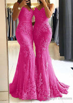 Trumpet/Mermaid Sweetheart Sleeveless Long Dress Floor Length Tulle Prom Dress With Appliqued