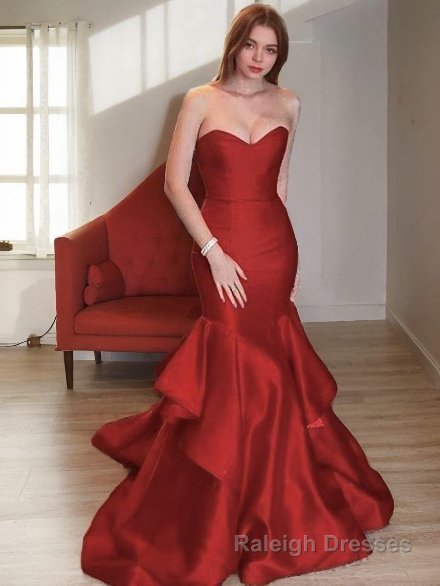 Trumpet/Mermaid Sweetheart Sweep Train Satin Prom Dresses Main image