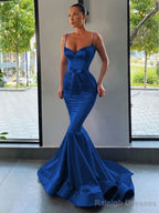 Trumpet/Mermaid Sweetheart Sweep Train Silk like Satin Prom Dresses With Belt/Sash