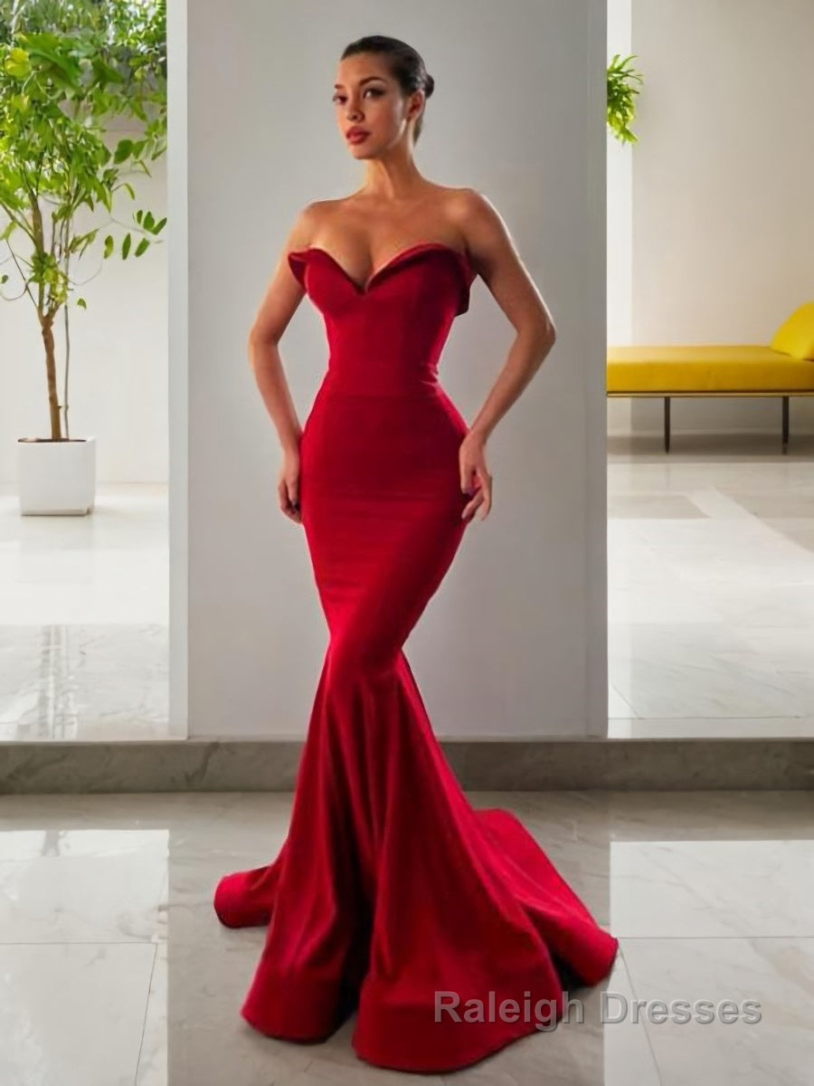 Trumpet/Mermaid Sweetheart Sweep Train Stretch Crepe Prom Dresses Main image