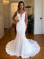 Trumpet/Mermaid V Neck Chapel Train Charmeuse Wedding Dresses