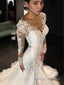 Trumpet/Mermaid V Neck Court Train Tulle Wedding Dresses With Appliques Lace