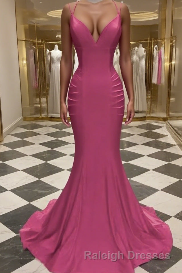 Trumpet/Mermaid V Neck Sweep Train Jersey Prom Dress Main image