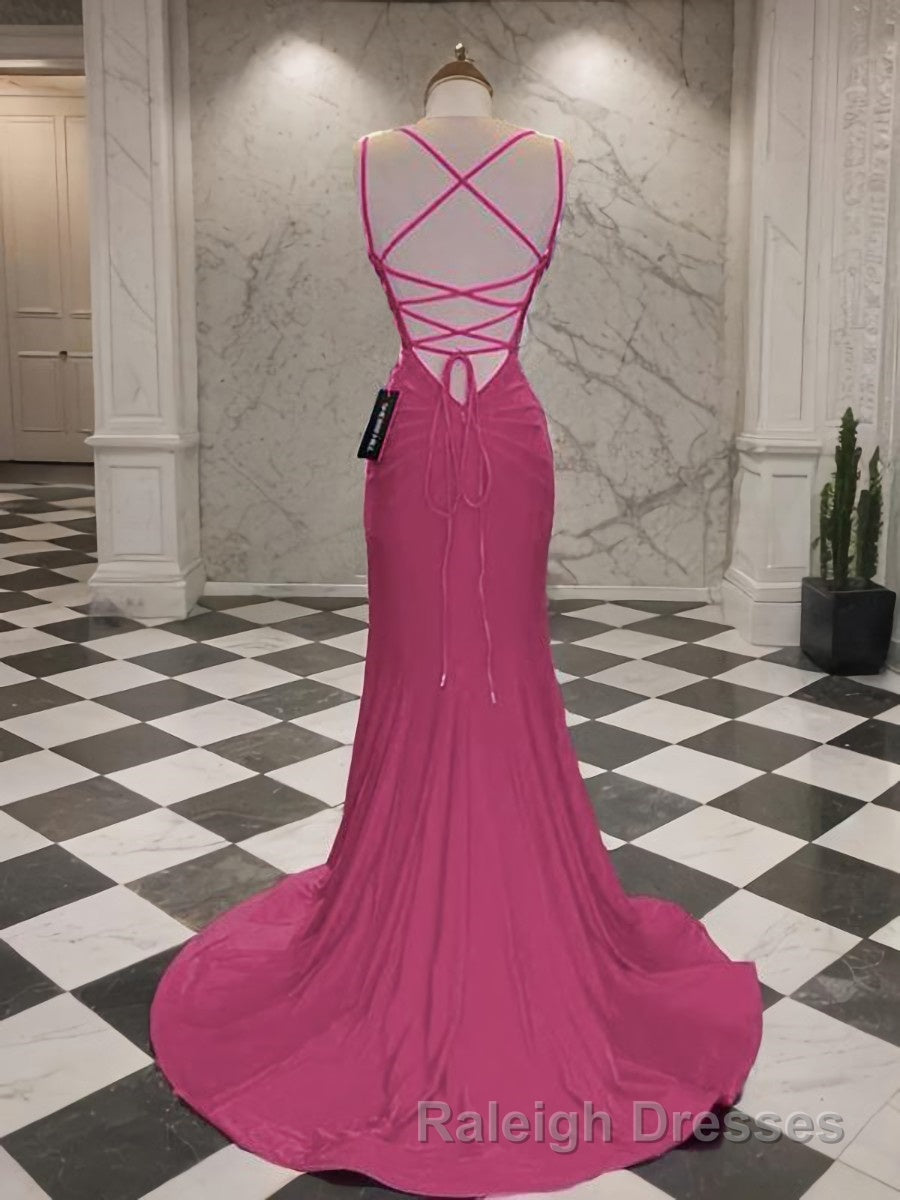 Trumpet/Mermaid V-neck Sweep Train Jersey Prom Dresses Secondary image