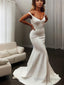 Trumpet/Mermaid V Neck Sweep Train Stretch Crepe Wedding Dresses