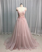 Tulle A-line Appliques Lace Wedding Dresses