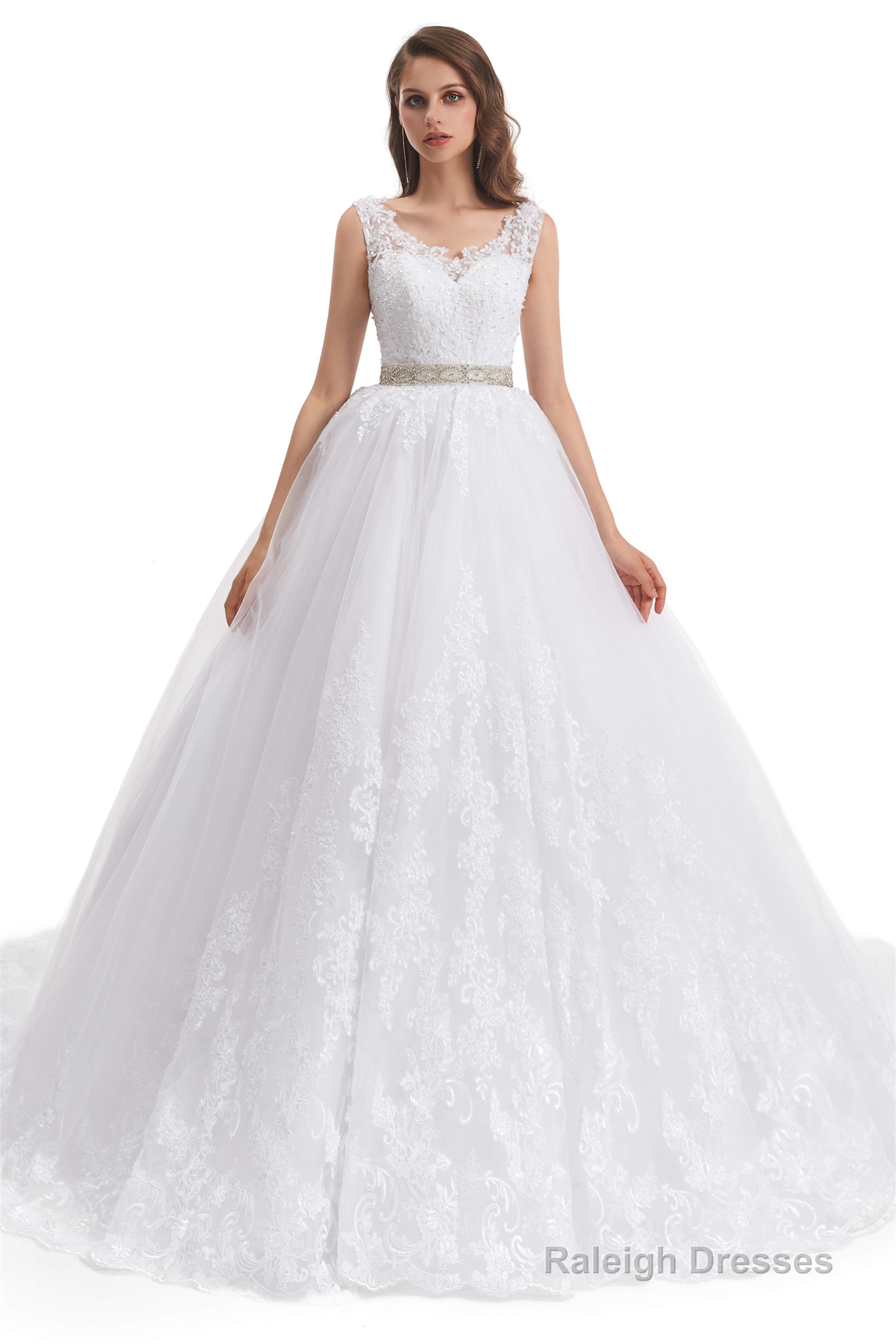 Tulle Backless Appliques beading Wedding Dresses Main image