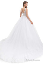 Tulle Backless Appliques beading Wedding Dresses