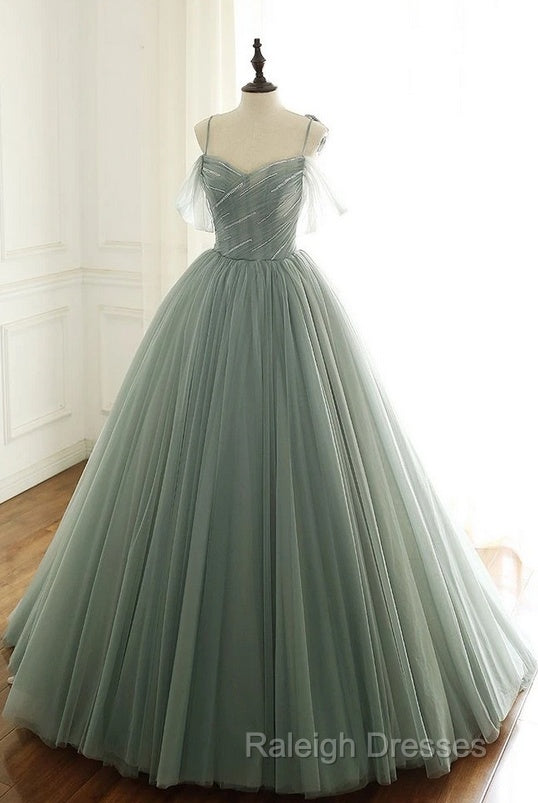 Tulle Ball Gown Long Prom Dresses With Beading,Evening Dresses,Charming Dance Dress Secondary image