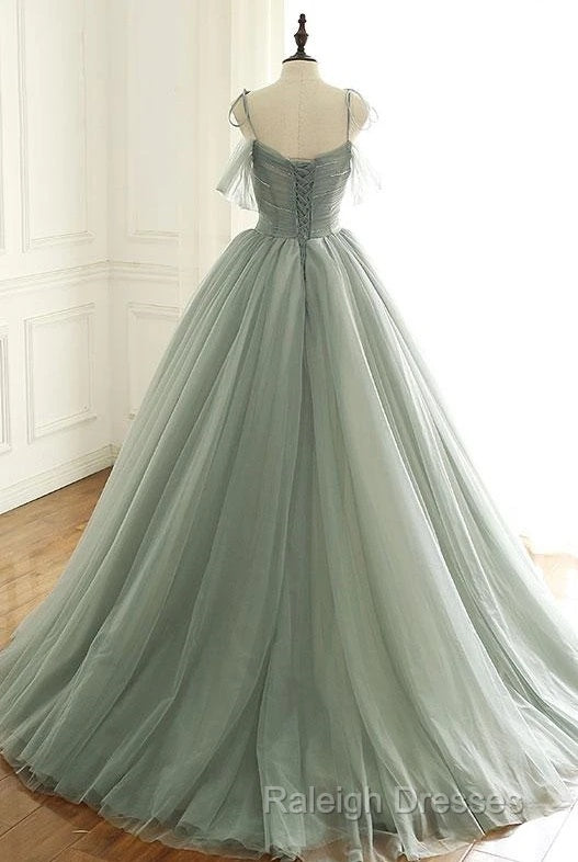 Tulle Ball Gown Long Prom Dresses With Beading,Evening Dresses,Charming Dance Dress