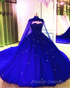 Tulle Ball Gown Quinceanera Dresses With Cape Prom Dress