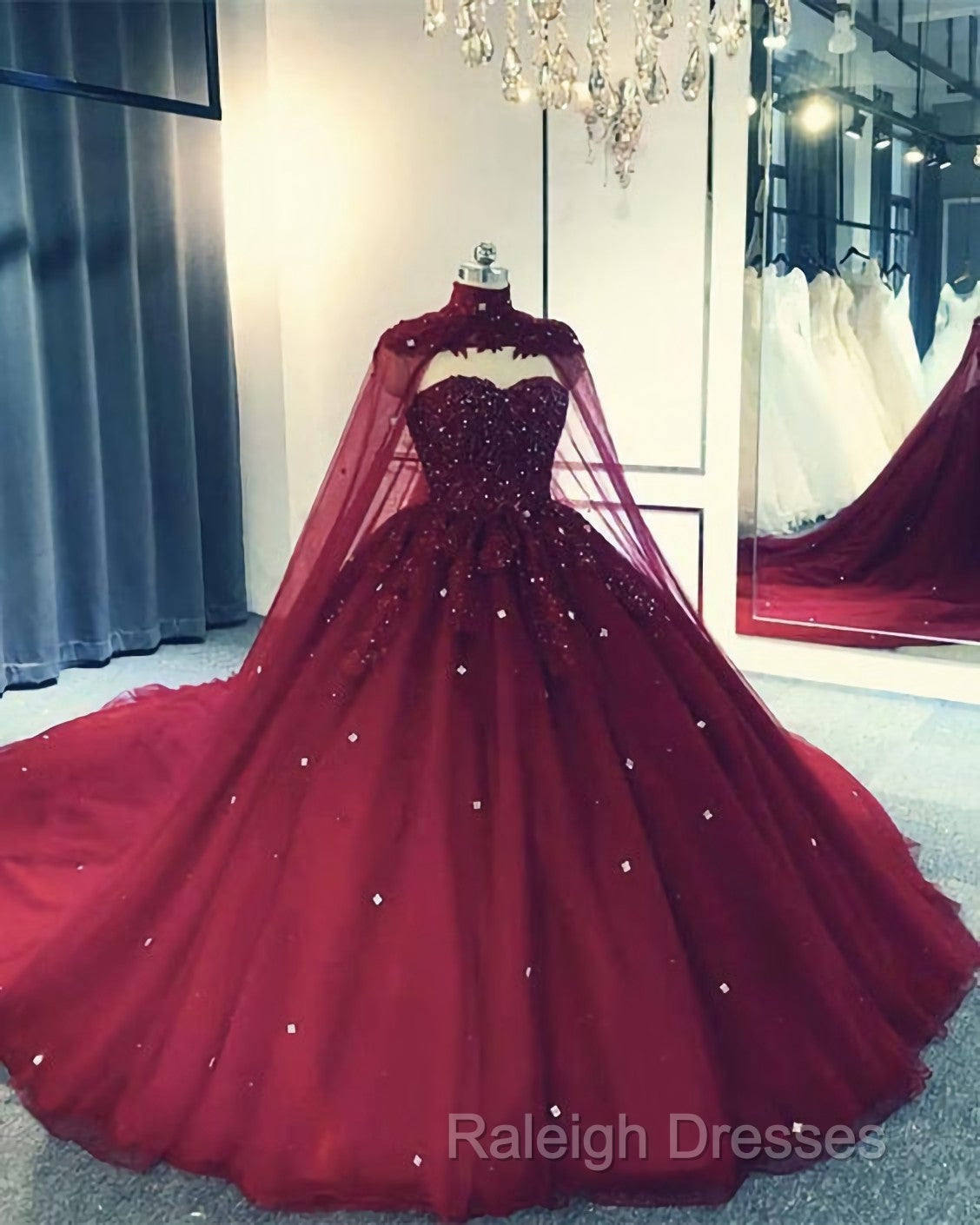 Tulle Ball Gown Wedding Dresses With Cape Prom Dress Secondary image