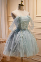 Tulle Beaded Off-the-Shoulder Lace-Up Back A Line Prom Dress