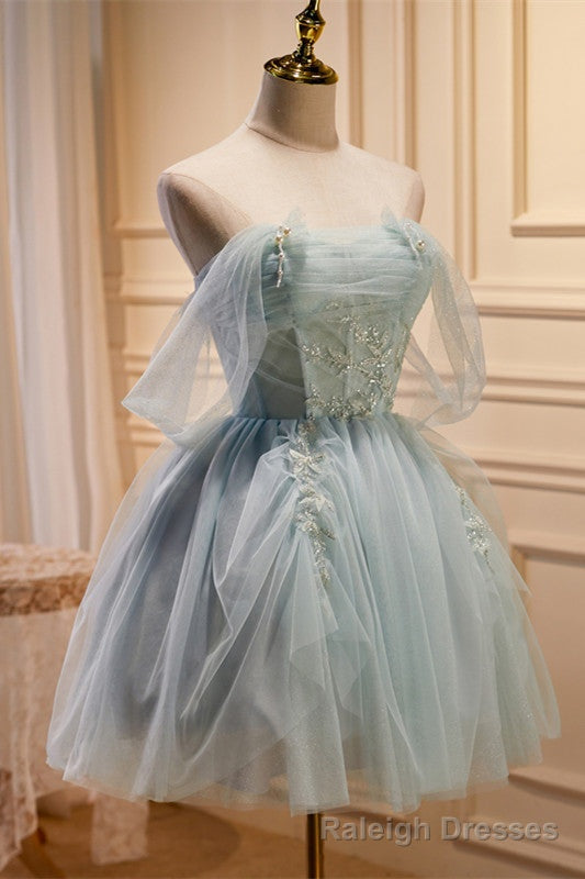 Tulle Beaded Off-the-Shoulder Lace-Up Back A Line Prom Dress