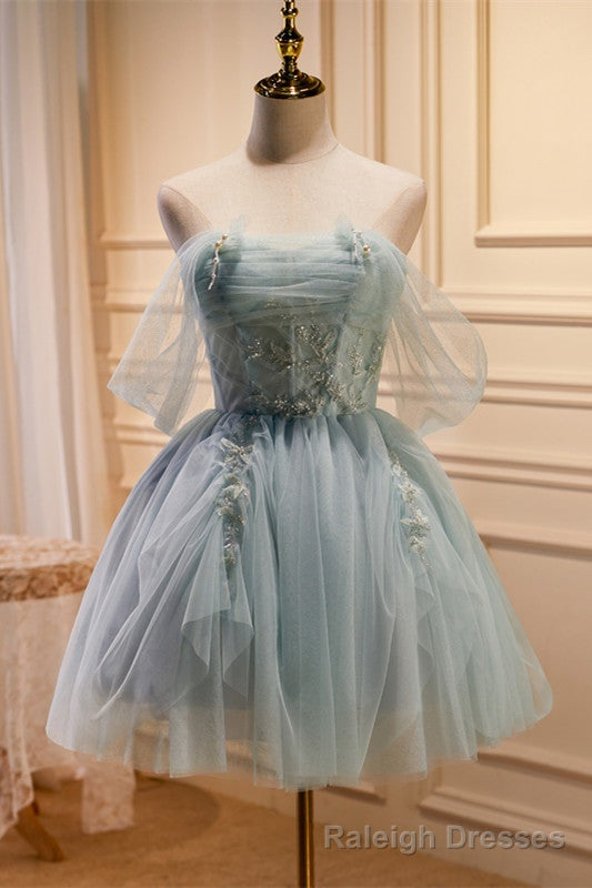 Tulle Beaded Off-the-Shoulder Lace-Up Back A Line Prom Dress Main image