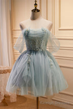 Tulle Beaded Off-the-Shoulder Lace-Up Back A Line Prom Dress