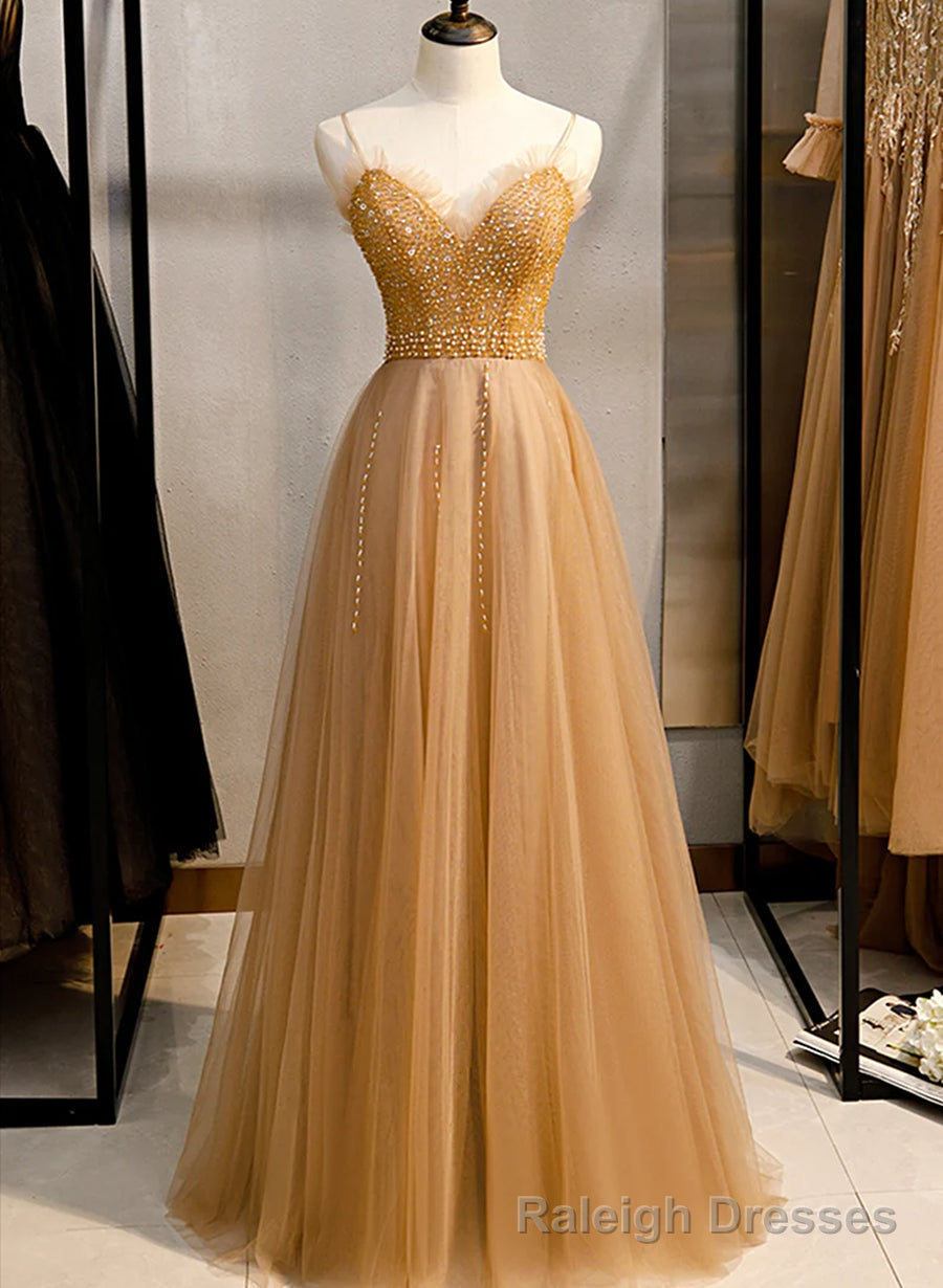 Tulle Beaded Sweetheart Party Dress, A-line Tulle Floor Length Prom Dress Secondary image