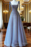 Tulle Belt Prom Dress Spaghetti Strap Shine Mermaid Dress