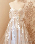 Tulle Boho Wedding Dresses Off The Shoulder Lace Appliques