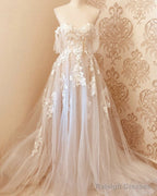 Tulle Boho Wedding Dresses Off The Shoulder Lace Appliques