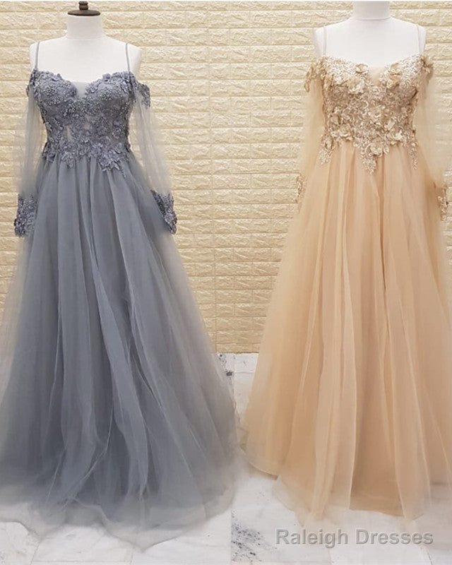 Tulle Formal Dresses Lace Appliques Cold Shoulder