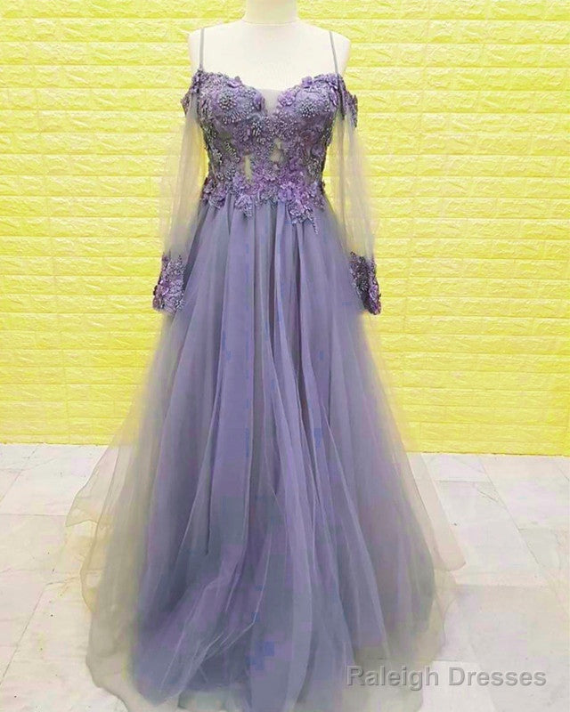 Tulle Formal Dresses Lace Appliques Cold Shoulder