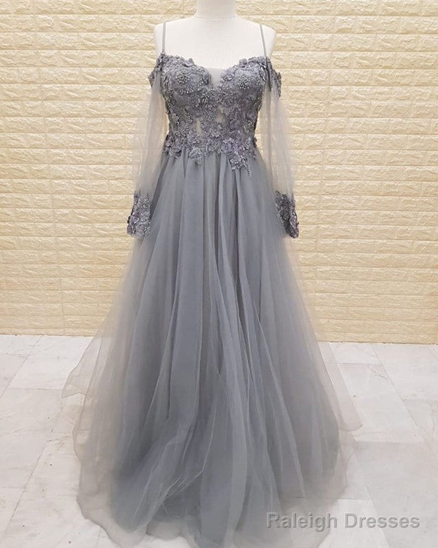 Tulle Prom Dress Lace Appliques Cold Shoulder