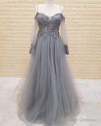 Tulle Formal Dresses Lace Appliques Cold Shoulder