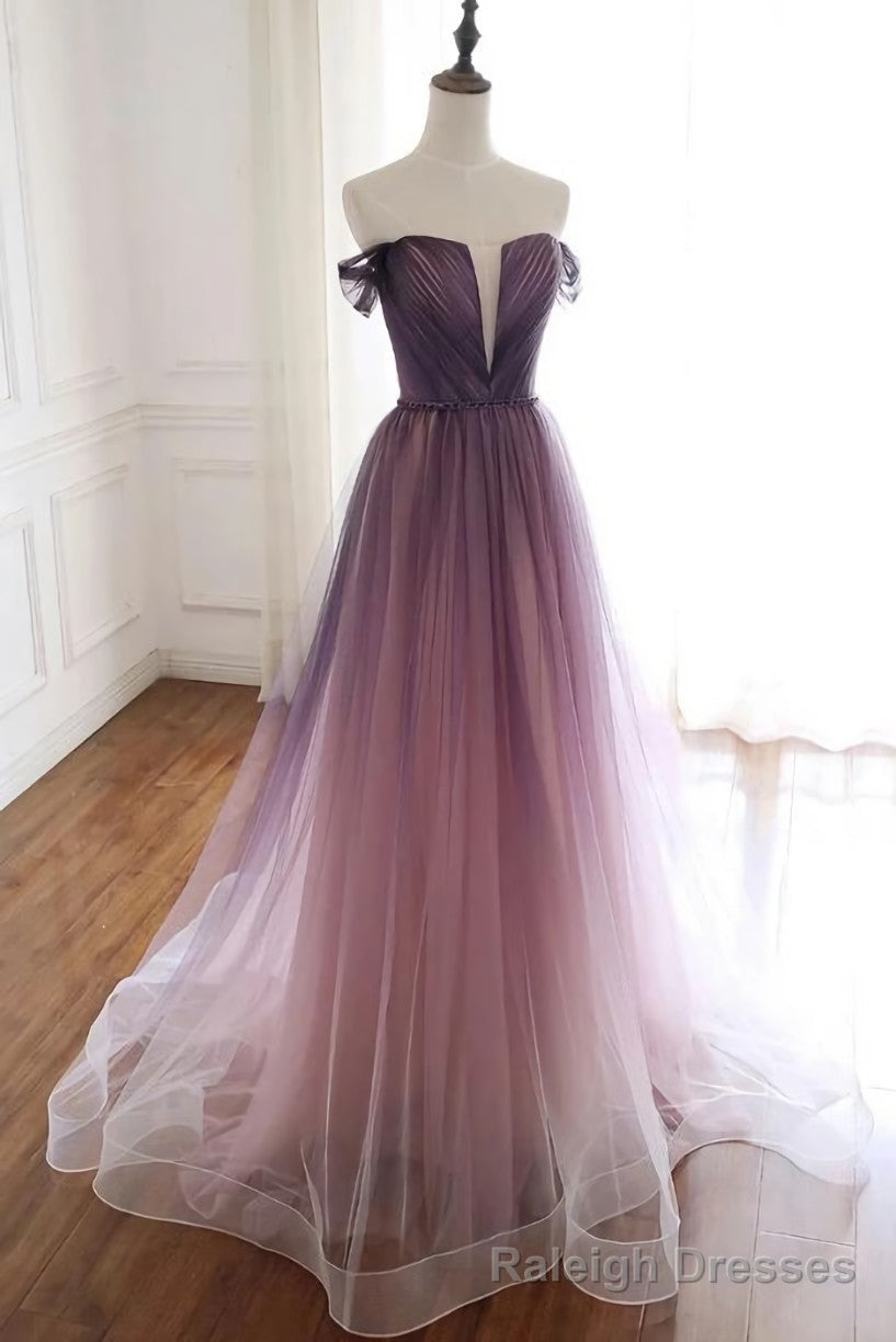 Tulle Gradient Long Formal Gown, A-line Floor Length Party Dress Main image