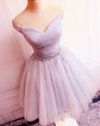 Tulle Homecoming Dresses Off The Shoulder Beaded Sashes