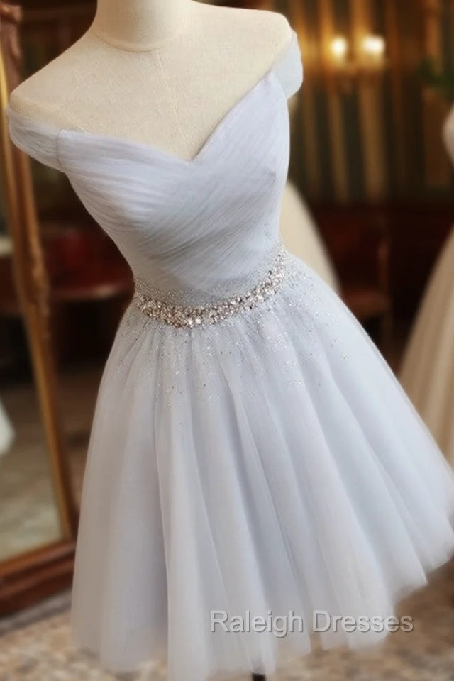 Tulle Homecoming Dresses Off The Shoulder Beaded Sashes Main image