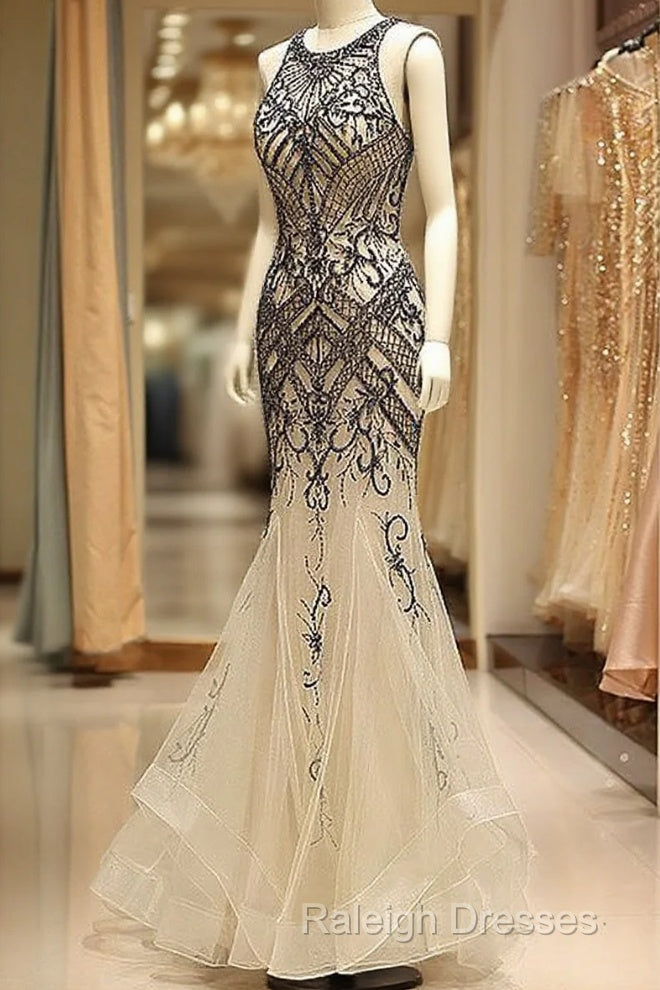 Tulle Jewel Beadings Mermaid Prom Dresses Main image