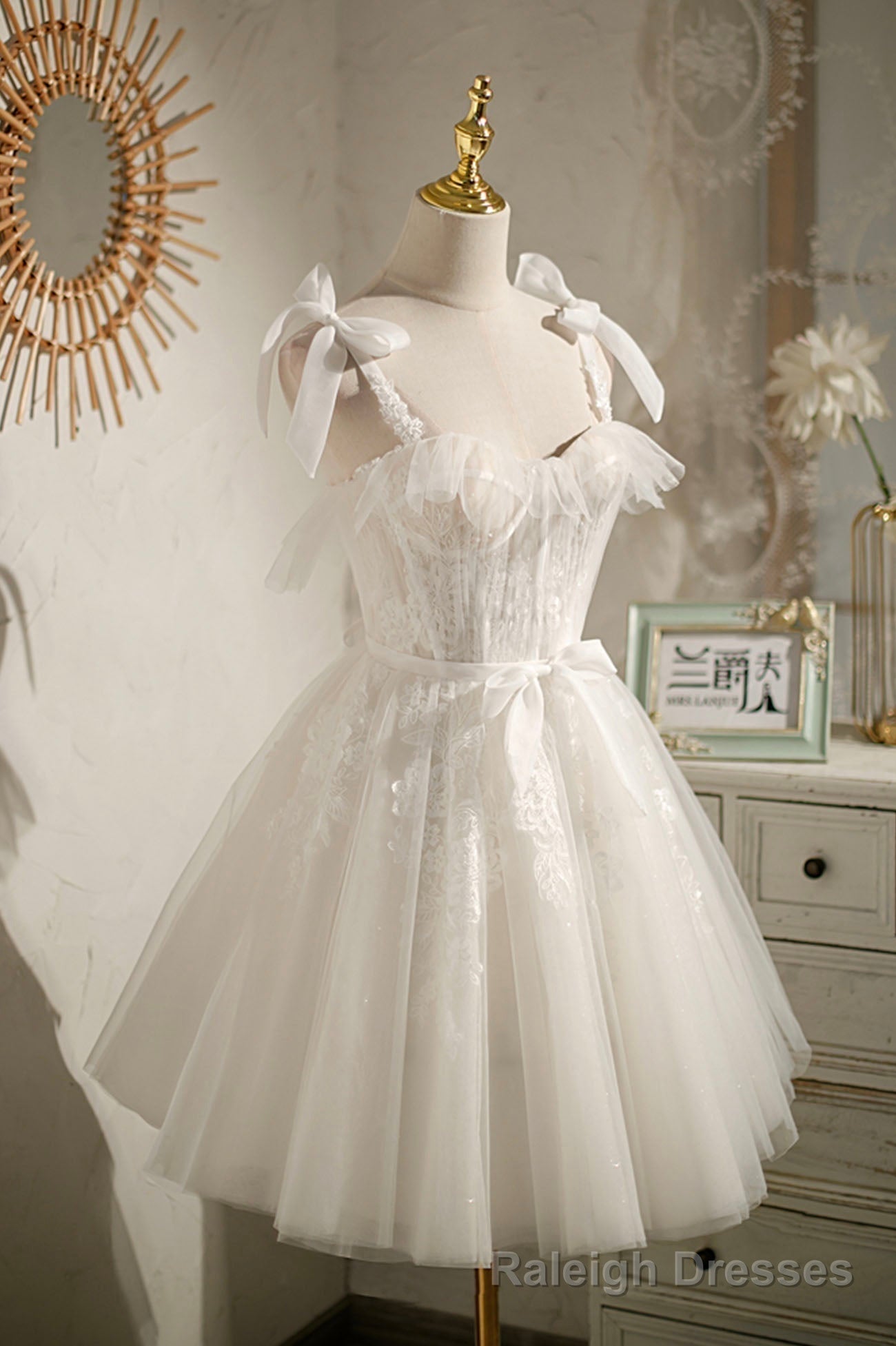 Tulle Lace Knee Length Prom Dress,Cute A Line Short Cocktail Dresses Secondary image