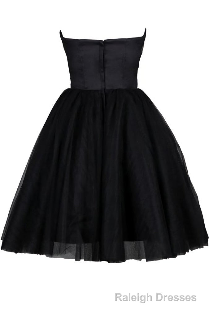 Tulle Little Black Dress, Sweetheart Simple Short Party Dress